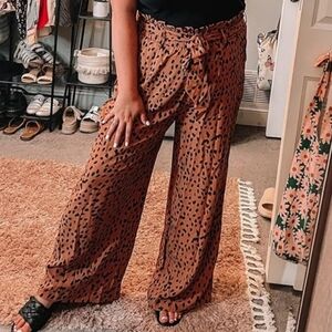 Sea Brown Leopard Wide-Leg Pants
